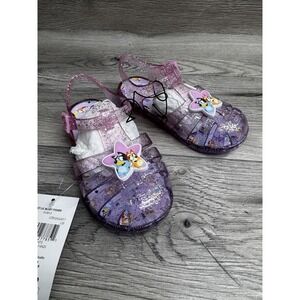 Girls Kids Bluey Purple glitter Gel Ground Up Sandals. Size 8 ~ NWT